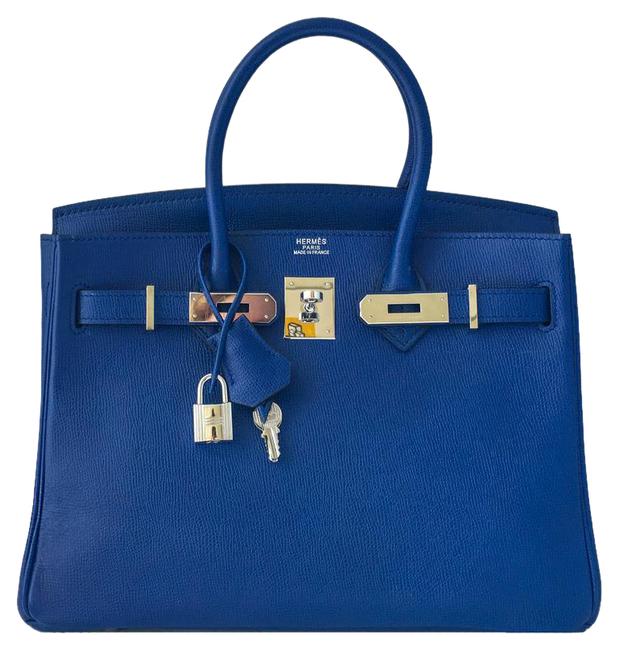 Hermes Birkin 30cm Palladium Hardware Shw Phw Blue Epsom Leather Shoulder Bag