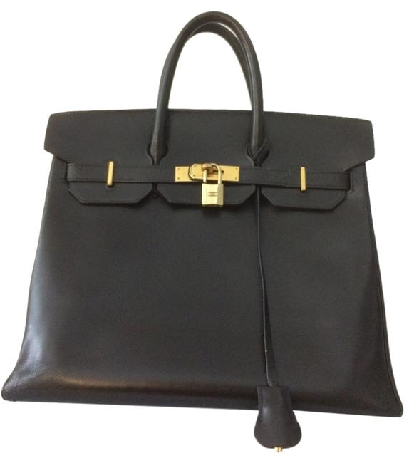 Hermes Birkin 32cm 32 Prototype Satchel Hand Black Box Calf Leather Tote