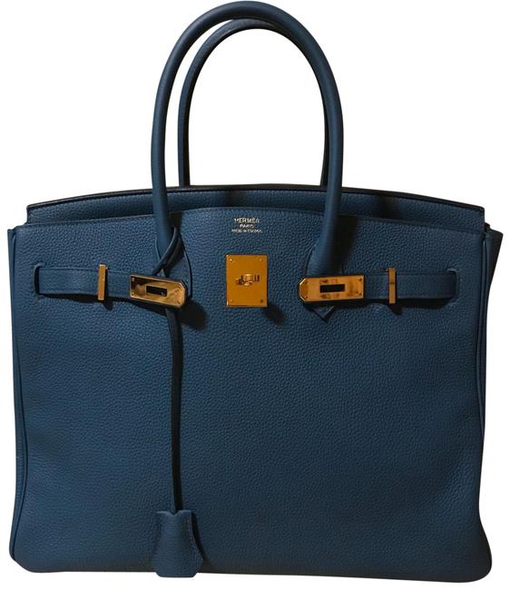 Hermes Birkin 35 2016 Blue Satchel