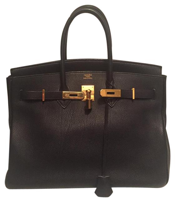 Hermes Birkin 35 Black Gold Satchel