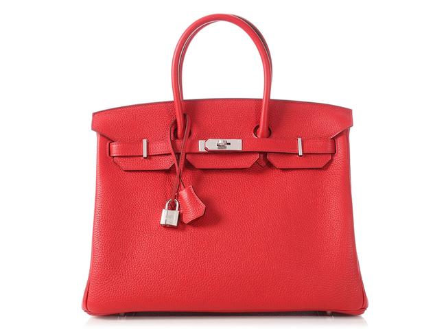 Hermes Birkin 35 Clemence Rouge Casaque Red Leather Satchel