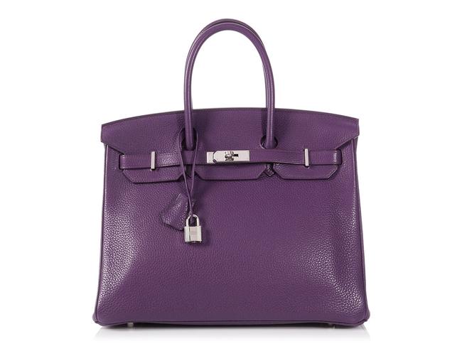 Hermes Birkin 35 Clemence Ultraviolet Purple Leather Satchel