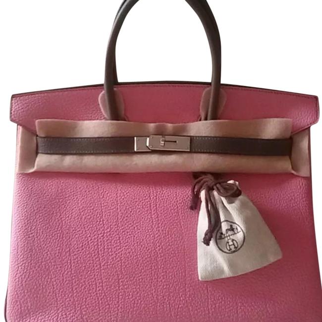 Hermes Birkin 35 Cm Togo Pink/Taupe Leather Satchel
