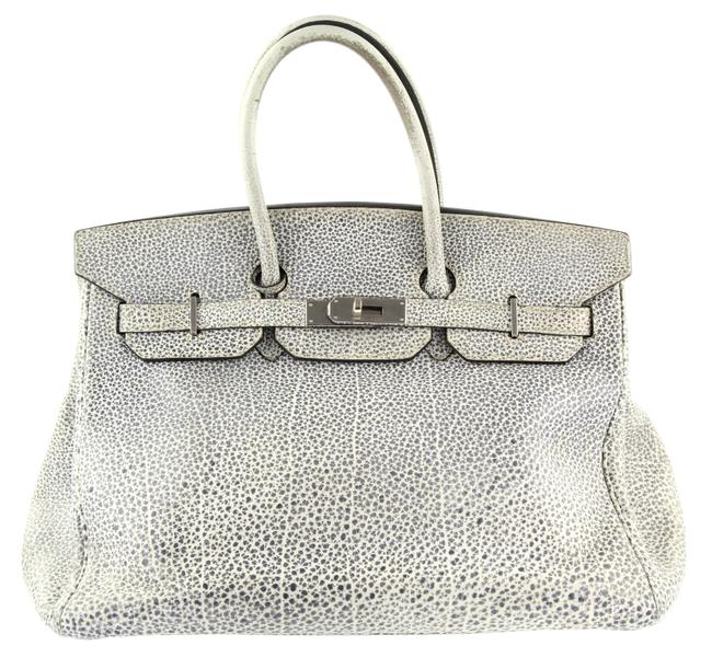 Hermes Birkin 35 Dalmation Buffalo Leather Satchel