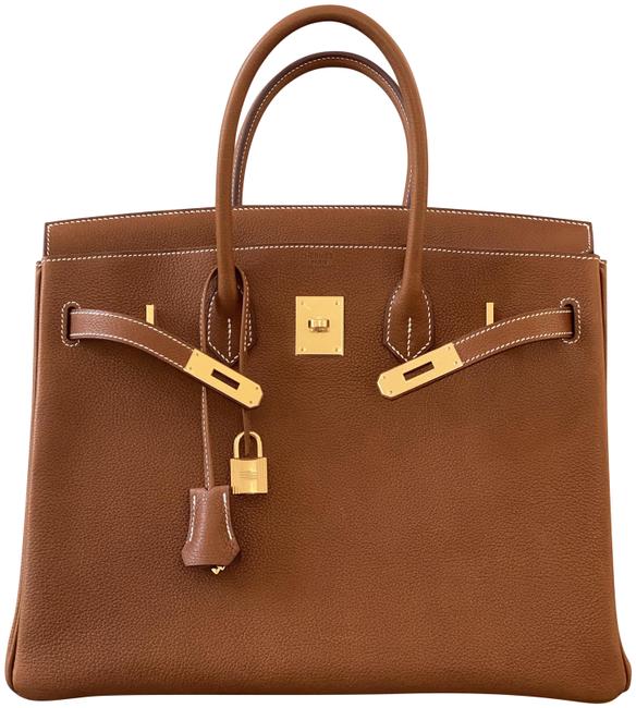 Hermes Birkin 35 Feuve Gold Faubourg Barenia Leather Tote