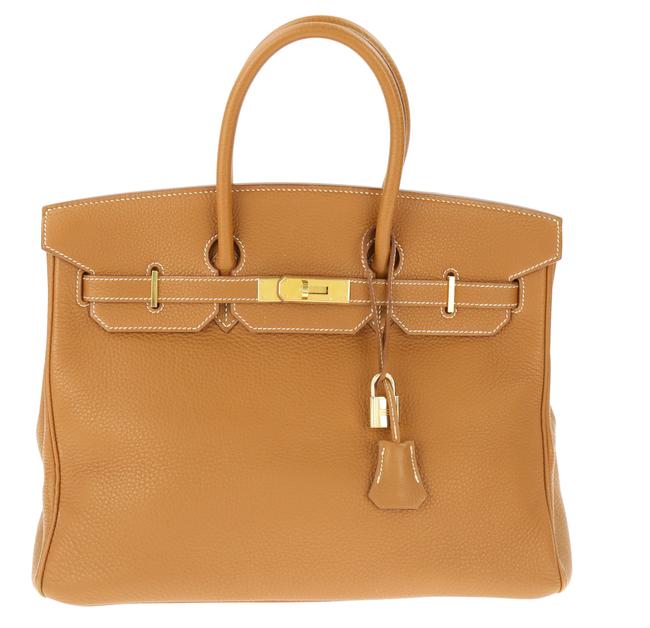 Hermes Birkin 35 Gold Brown Leather Satchel
