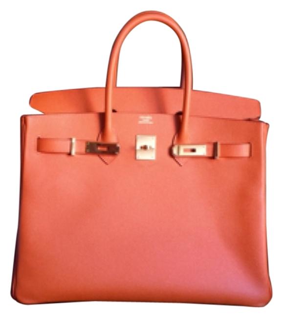 Hermes Birkin 35 Orange Leather Satchel