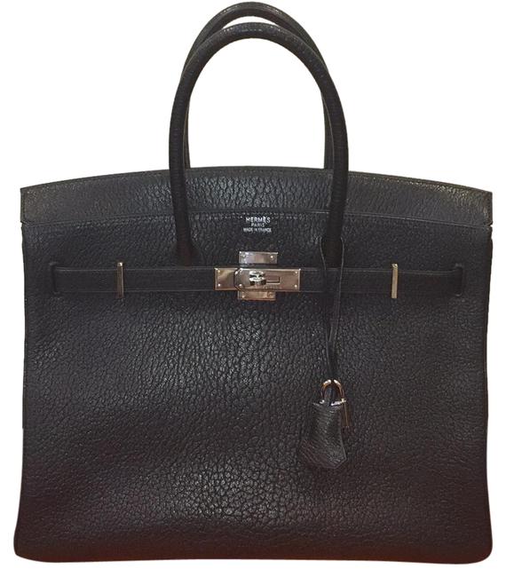 Hermes Birkin 35 Rare Black Chevre Goat Skin Leather Satchel