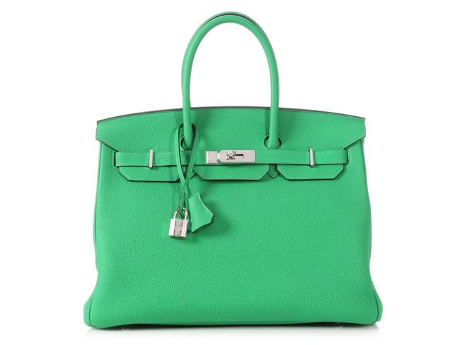 Hermes Birkin 35 Togo Bamboo Green Leather Satchel