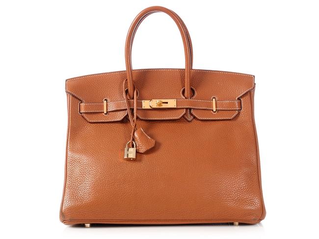 Hermes Birkin 35 Togo Gold Brown Calfskin Leather Satchel