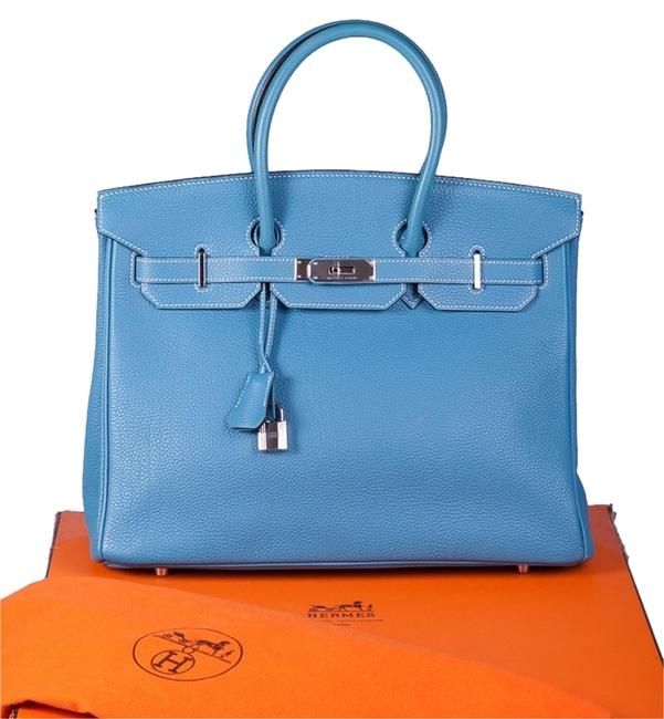 Hermes Birkin 35 Togo Palladium Hardware Blue Leather Satchel