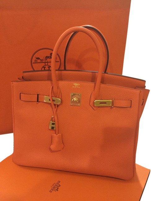 Hermes Birkin 35 Togo Stamp T with Ghw Orange Leather Shoulder Bag