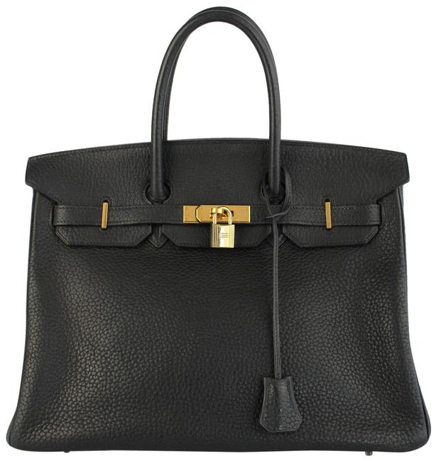 Hermes Birkin 35cm Black Fjord Leather Satchel