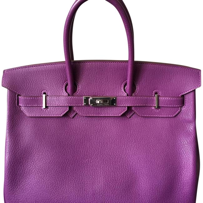Hermes Birkin 35cm Chevre Violet Goat Skin Leather Tote