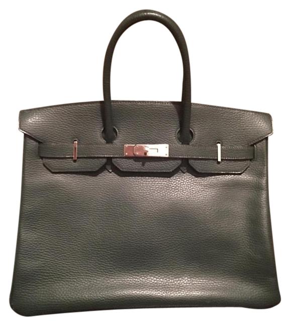 Hermes Birkin 35cm Phw Vert Fonce Ardennes Leather Satchel