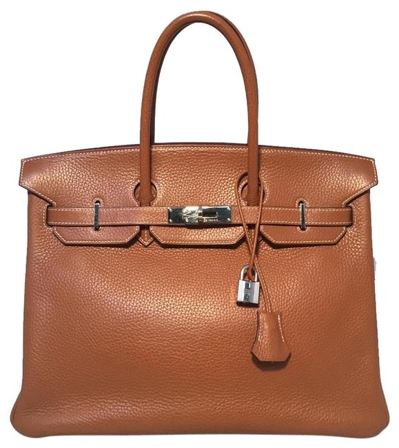Hermes Birkin 35cm Taurillon Clemence Tan Leather Tote