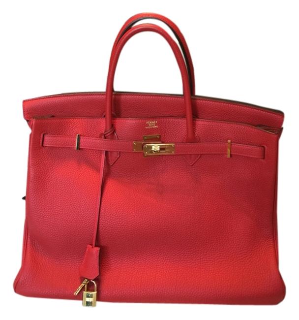 Hermes Birkin 40 Geranium Leather Satchel