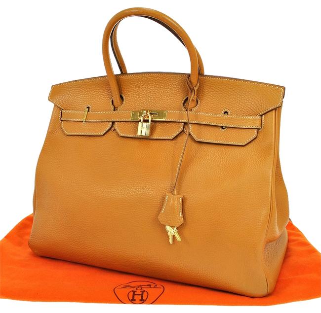 Hermes Birkin 40 Hand Vintage France Camel Buffle Satchel