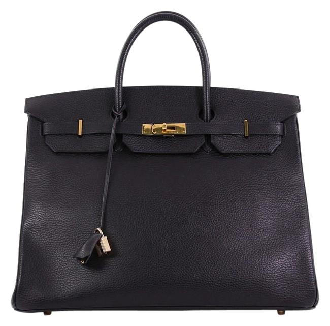 Hermes Birkin 40 Noir Black Leather Tote