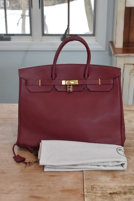 Hermes Birkin 40cm Gold Hardware Burgundy Wine Togo Leather Tote