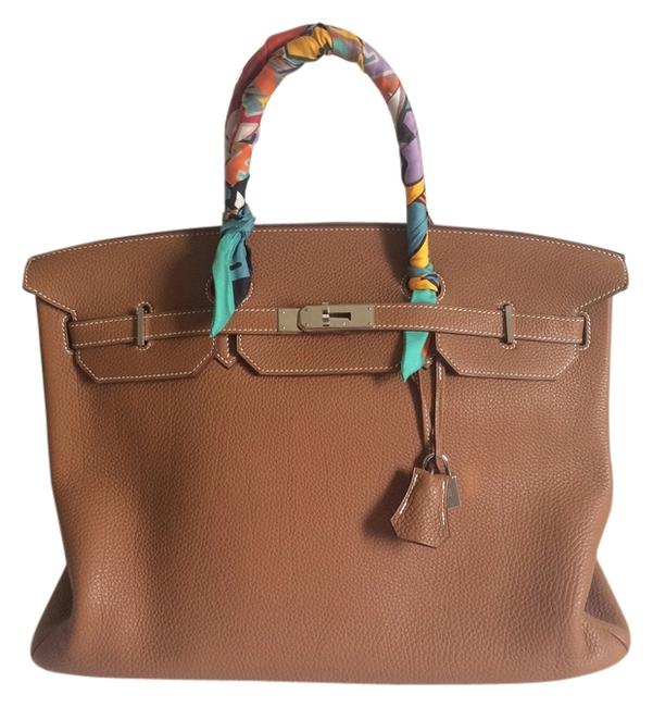 Hermes Birkin 40cm Phw Tan Leather Satchel