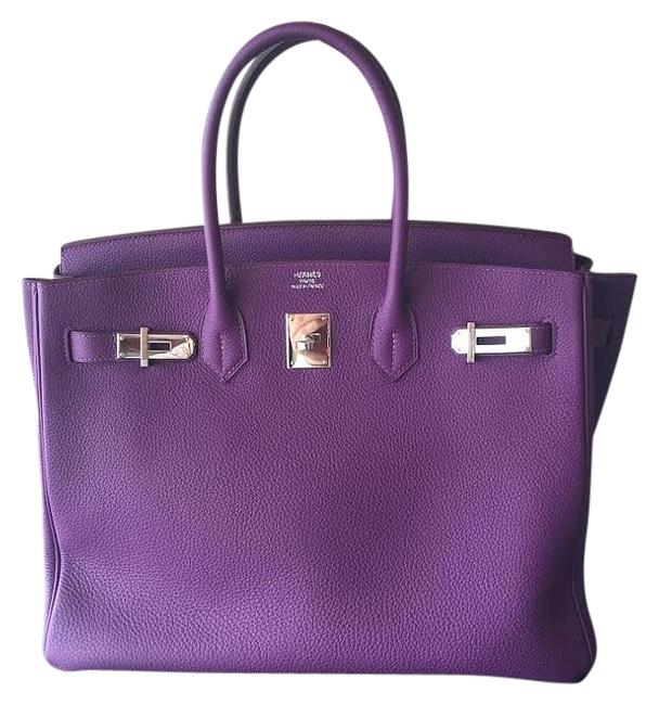 Hermes Birkin Anemone B35 Palladium Hardware Purple Togo Leather Tote