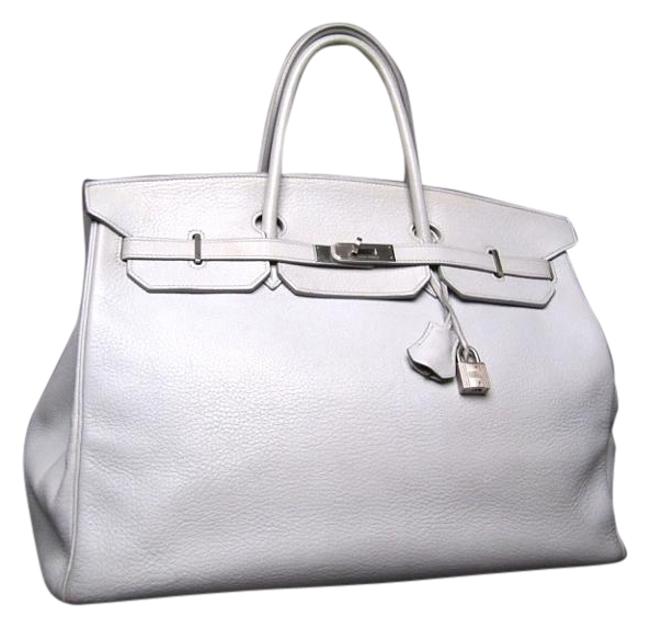 Hermes Birkin Arctic Clemence 40 Cm Handbag Phw Blue Leather Satchel