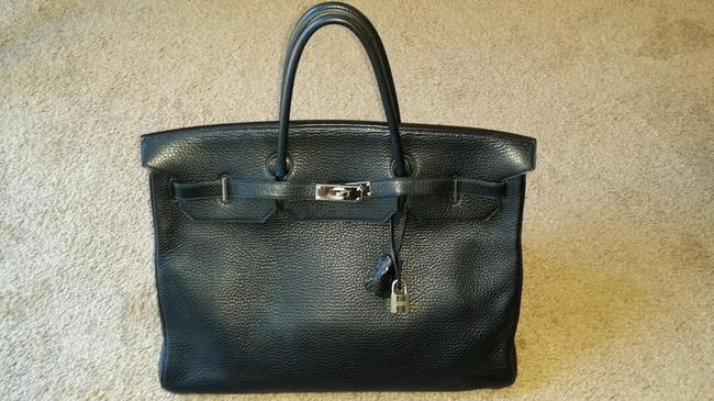 Hermes Birkin Black Pebble Satchel