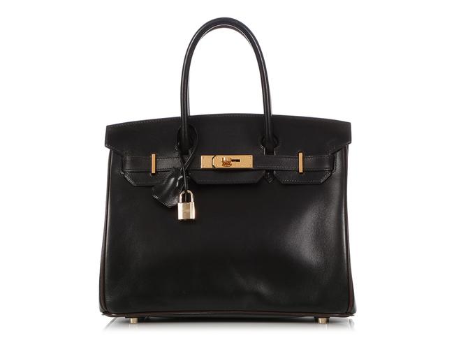 Hermes Birkin Box 30 Bicolor Brown And Black Calfskin Leather Satchel