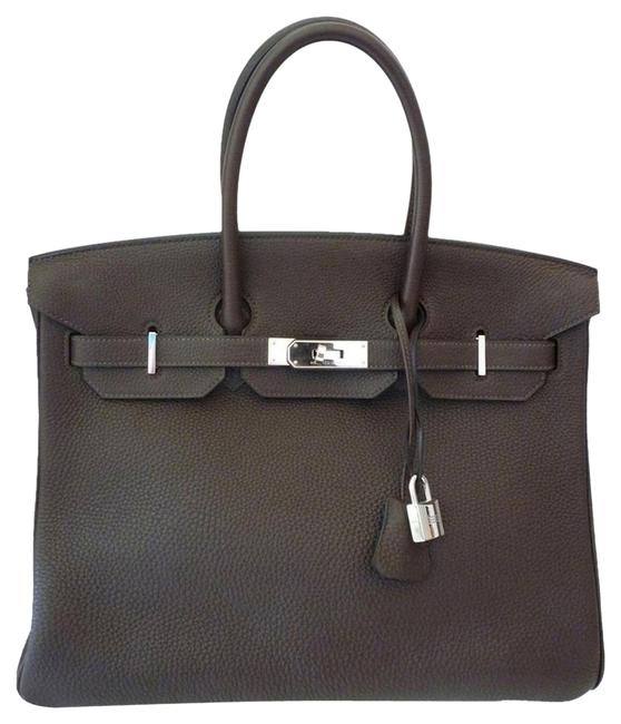 Hermes Birkin W Brown 35cm W/ Palladium Hw Chocolate Togo Leather Satchel