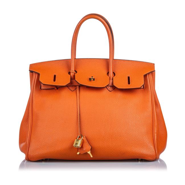Hermes Birkin Clemence 40 Orange Leather Shoulder Bag