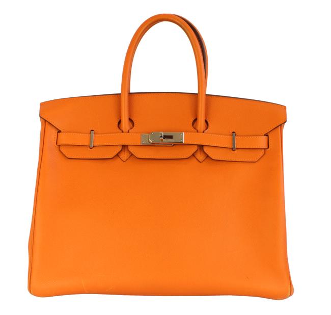 Hermes Birkin Clemence Orange Leather Tote