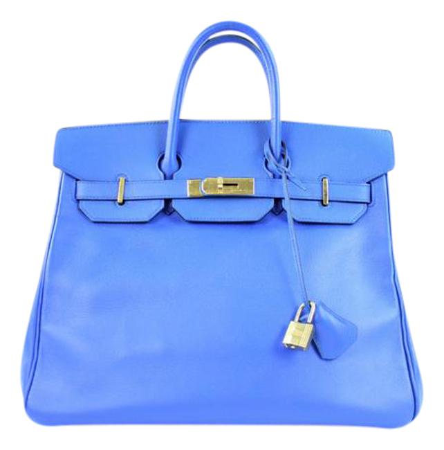 Hermes Birkin Courchevel 215467 Blue Leather Satchel