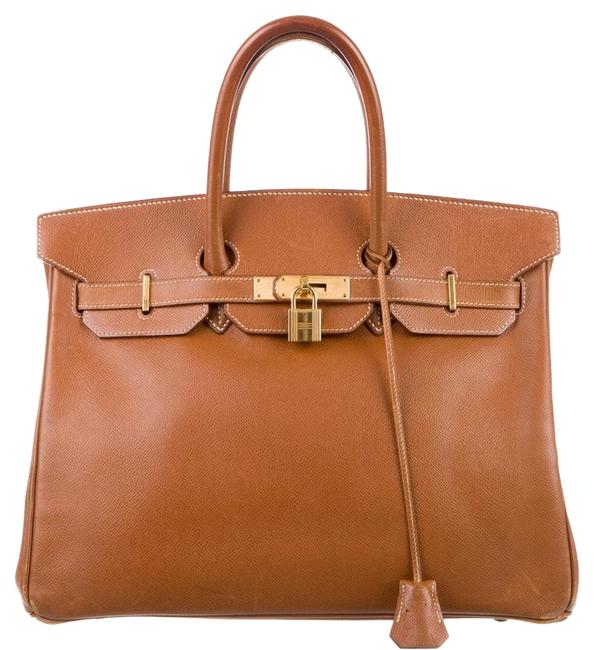 Hermes Birkin Courchevel 35 Gold Leather Satchel