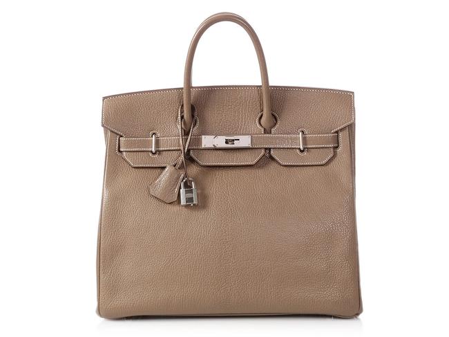 Hermes Birkin Hac 32 Chevre Etoupe Brown Goat Skin Leather Satchel