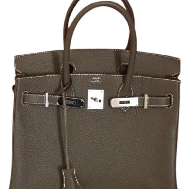 Hermes Birkin Etoupe Clemence Leather Silver Hdw Satchel