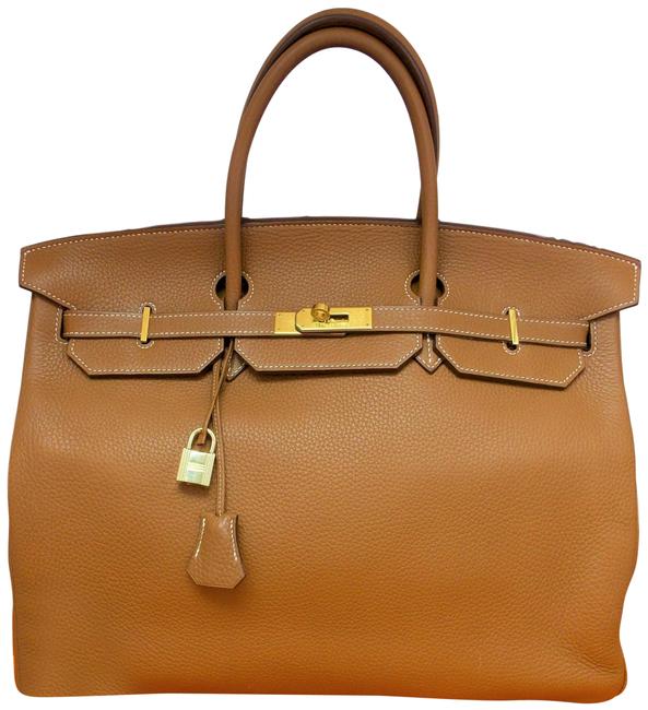 Hermes Birkin Gold Fjord with Hardware Caramel Leather Tote