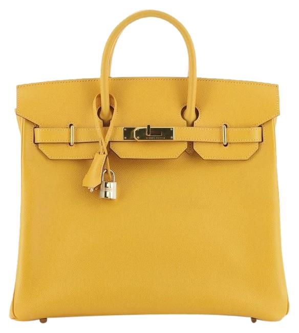 Hermes Birkin Hac Jaune Epsom with Gold Hardware 32 Yellow Leather Satchel