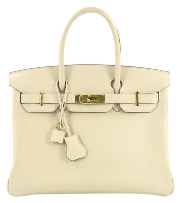 Hermes Birkin Handbag Craie Swift with Gold Hardware 30 Beige Leather Tote