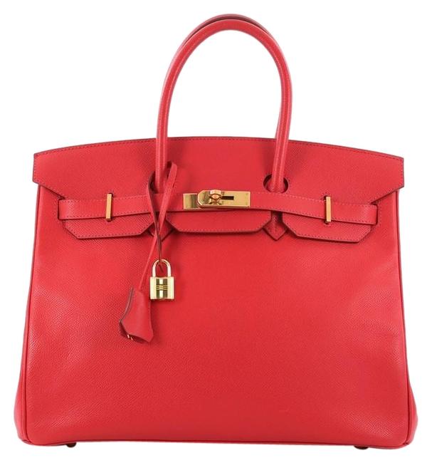 Hermes Birkin Handbag Epsom with Gold Hardware 35 Rouge Leather Tote