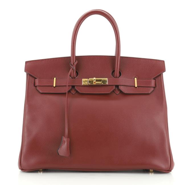 Hermes Birkin Handbag Rouge H Courchevel with Gold Hardware 35 Tote