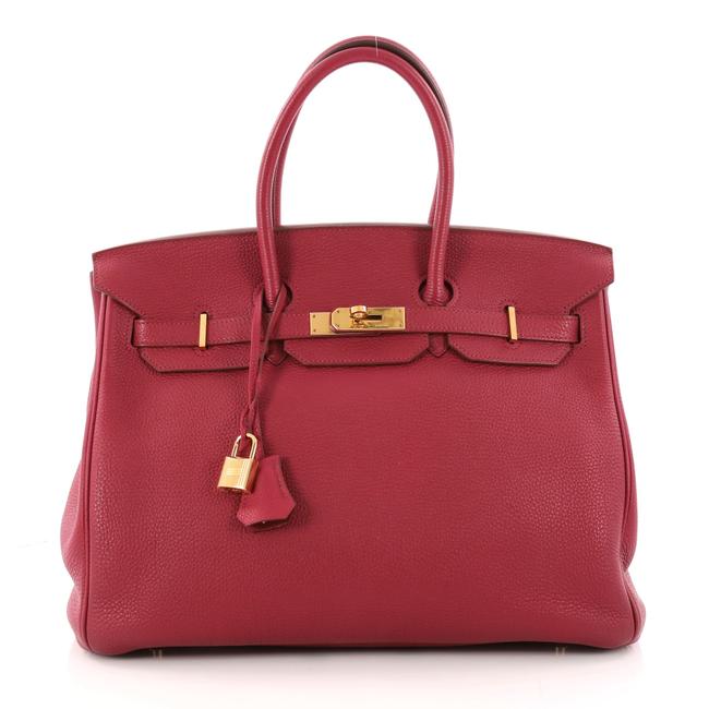 Hermes Birkin Handbag Rubis Togo with Gold Hardware 35 Red Leather Tote