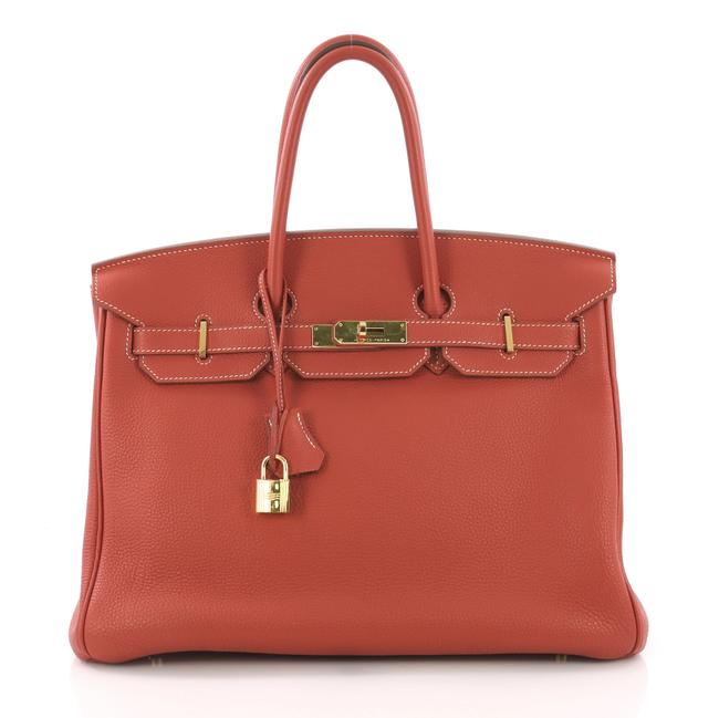 Hermes Birkin Handbag Sanguine Togo with Gold Hardware 35 Red Leather Tote