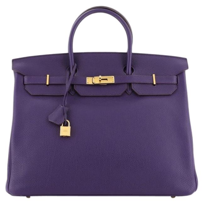 Hermes Birkin Handbag Togo with Gold Hardware 40 Iris Purple Leather Tote