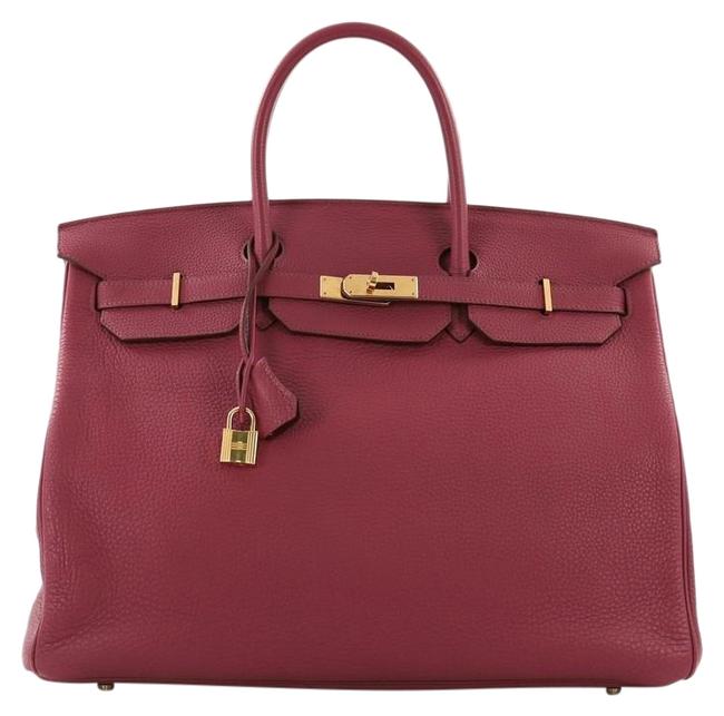 Hermes Birkin Handbag with Gold Hardware 40 Rubis Leather Tote