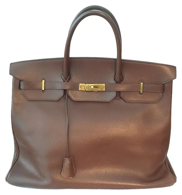 Hermes Birkin Hermes#3226 Brown Fjord Leather 40cmgold Hardware Tote Satchel
