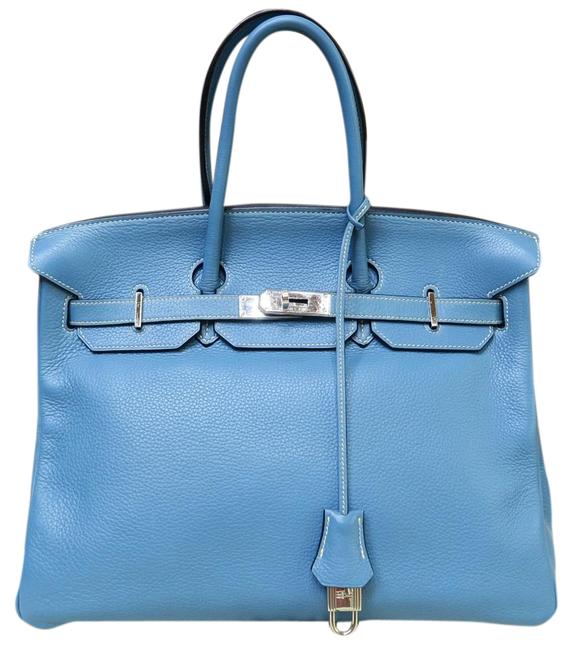 Hermes Bag Birkin Jean Blue 35 Bleu Jean Clemence Tote