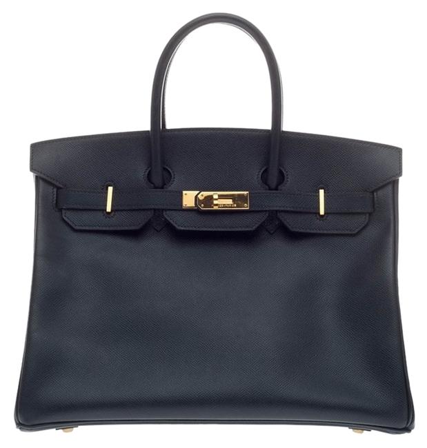 Hermes Birkin Marine Courchevel with Gold Hardware 35 Leather Tote