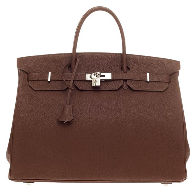 Hermes Birkin Marron Fonce Fjord with Palladium Hardware Leather Tote