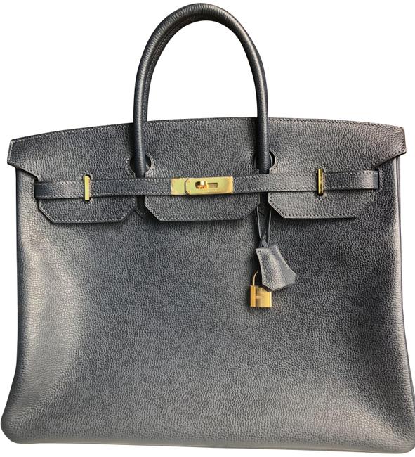 Hermes Birkin Navy Leather Satchel